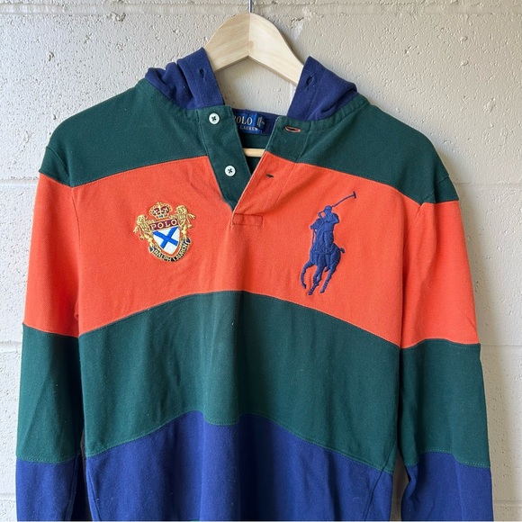 POLO RALPH LAUREN Y2K Cotton Strip Shirt With Hoodie - Picture 4 of 13